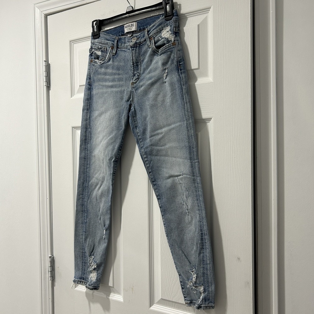 AGOLDE Sophie High Rise Cropped Skinny Jeans Size 25 Light Wash Stretch - Picture 3 of 11